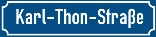 Straßenschild Karl-Thon-Straße zum kostenlosen Download