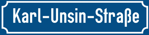 Straßenschild Karl-Unsin-Straße