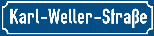 Straßenschild Karl-Weller-Straße