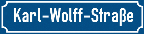 Straßenschild Karl-Wolff-Straße zum kostenlosen Download