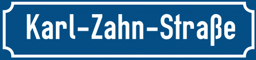 Straßenschild Karl-Zahn-Straße