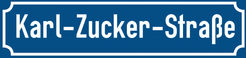 Straßenschild Karl-Zucker-Straße zum kostenlosen Download