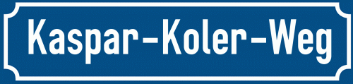 Straßenschild Kaspar-Koler-Weg zum kostenlosen Download