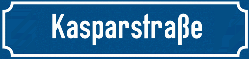 Straßenschild Kasparstraße zum kostenlosen Download