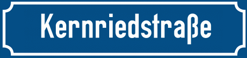 Straßenschild Kernriedstraße zum kostenlosen Download