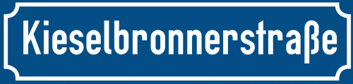 Straßenschild Kieselbronnerstraße zum kostenlosen Download
