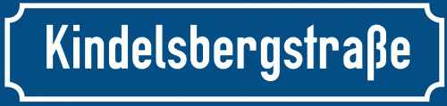 Straßenschild Kindelsbergstraße zum kostenlosen Download