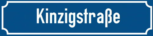 Straßenschild Kinzigstraße zum kostenlosen Download