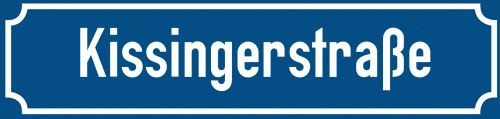 Straßenschild Kissingerstraße zum kostenlosen Download