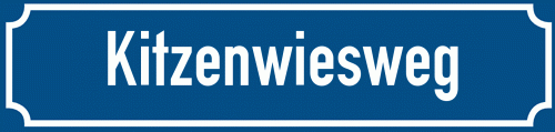 Straßenschild Kitzenwiesweg zum kostenlosen Download