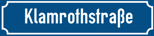 Straßenschild Klamrothstraße zum kostenlosen Download
