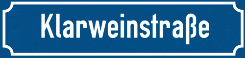 Straßenschild Klarweinstraße