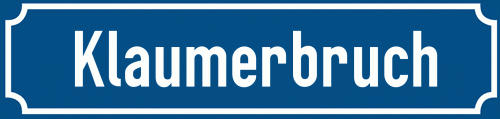 Straßenschild Klaumerbruch zum kostenlosen Download