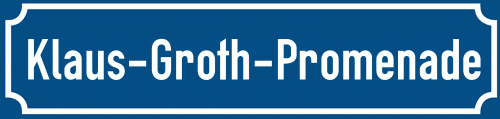 Straßenschild Klaus-Groth-Promenade zum kostenlosen Download