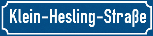 Straßenschild Klein-Hesling-Straße