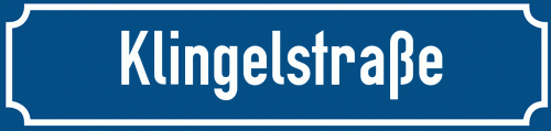 Straßenschild Klingelstraße
