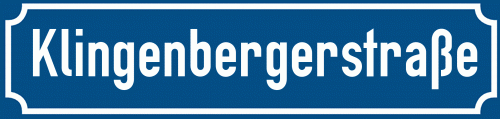 Straßenschild Klingenbergerstraße zum kostenlosen Download