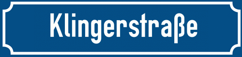 Straßenschild Klingerstraße zum kostenlosen Download