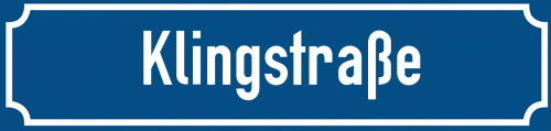 Straßenschild Klingstraße zum kostenlosen Download