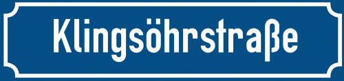 Straßenschild Klingsöhrstraße