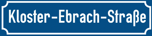 Straßenschild Kloster-Ebrach-Straße zum kostenlosen Download