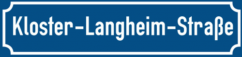 Straßenschild Kloster-Langheim-Straße