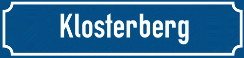Straßenschild Klosterberg zum kostenlosen Download