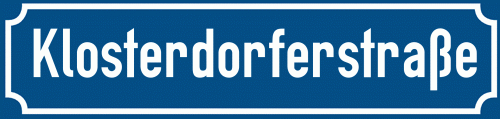 Straßenschild Klosterdorferstraße zum kostenlosen Download