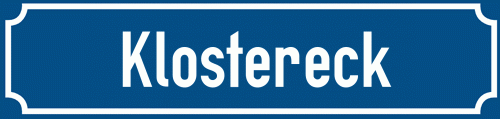 Straßenschild Klostereck