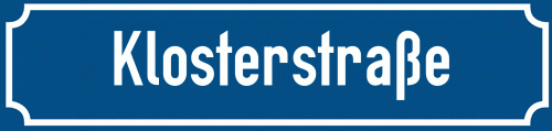 Straßenschild Klosterstraße zum kostenlosen Download