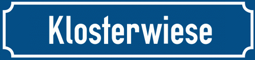 Straßenschild Klosterwiese zum kostenlosen Download