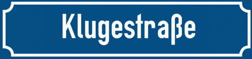 Straßenschild Klugestraße