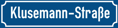 Straßenschild Klusemann-Straße zum kostenlosen Download