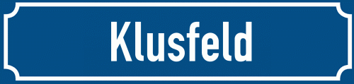 Straßenschild Klusfeld