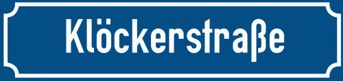 Straßenschild Klöckerstraße zum kostenlosen Download