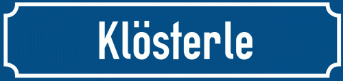 Straßenschild Klösterle zum kostenlosen Download