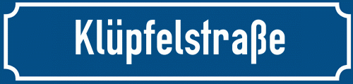 Straßenschild Klüpfelstraße