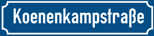 Straßenschild Koenenkampstraße zum kostenlosen Download