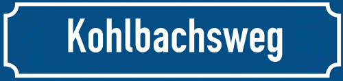 Straßenschild Kohlbachsweg zum kostenlosen Download