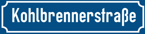 Straßenschild Kohlbrennerstraße zum kostenlosen Download
