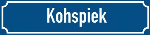 Straßenschild Kohspiek