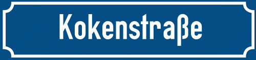 Straßenschild Kokenstraße zum kostenlosen Download