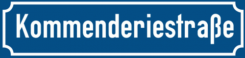 Straßenschild Kommenderiestraße zum kostenlosen Download