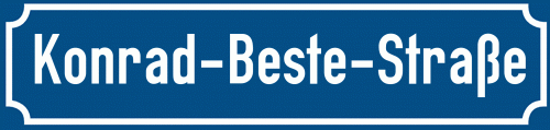 Straßenschild Konrad-Beste-Straße zum kostenlosen Download