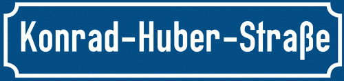 Straßenschild Konrad-Huber-Straße zum kostenlosen Download