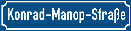 Straßenschild Konrad-Manop-Straße