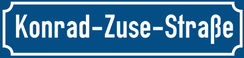 Straßenschild Konrad-Zuse-Straße zum kostenlosen Download