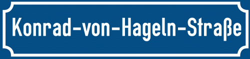 Straßenschild Konrad-von-Hageln-Straße