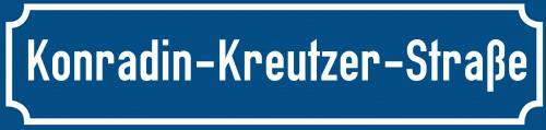 Straßenschild Konradin-Kreutzer-Straße zum kostenlosen Download