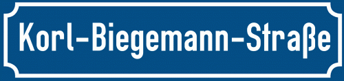Straßenschild Korl-Biegemann-Straße